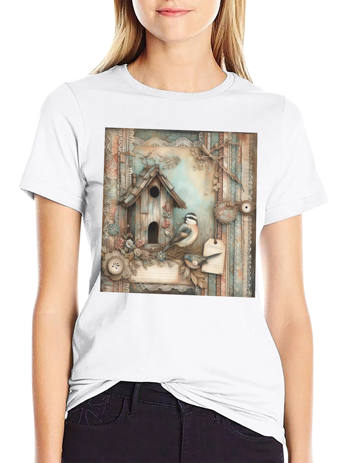 Rustic Birdhouse & Bird T-Shirt