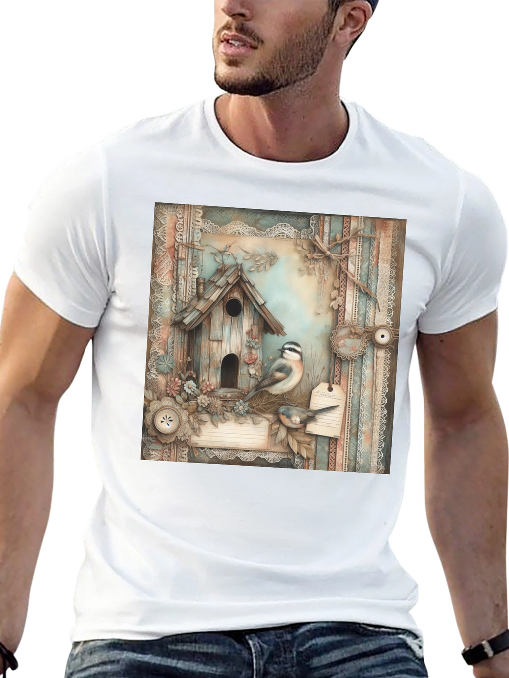 Rustic Birdhouse & Bird T-Shirt