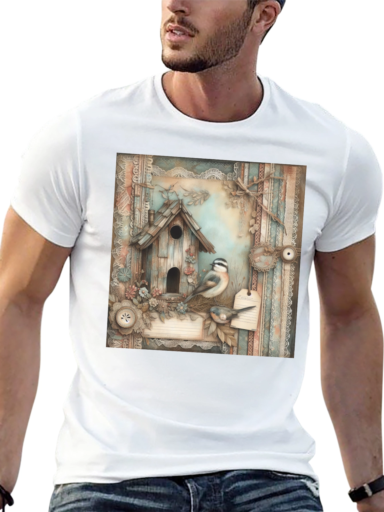 Rustic Birdhouse & Bird T-Shirt