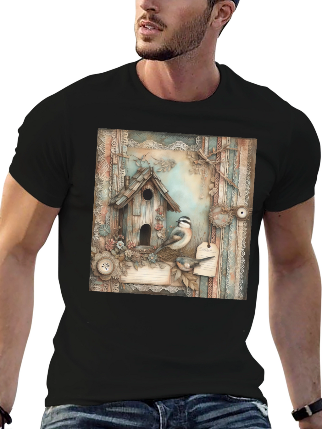 Rustic Birdhouse & Bird T-Shirt