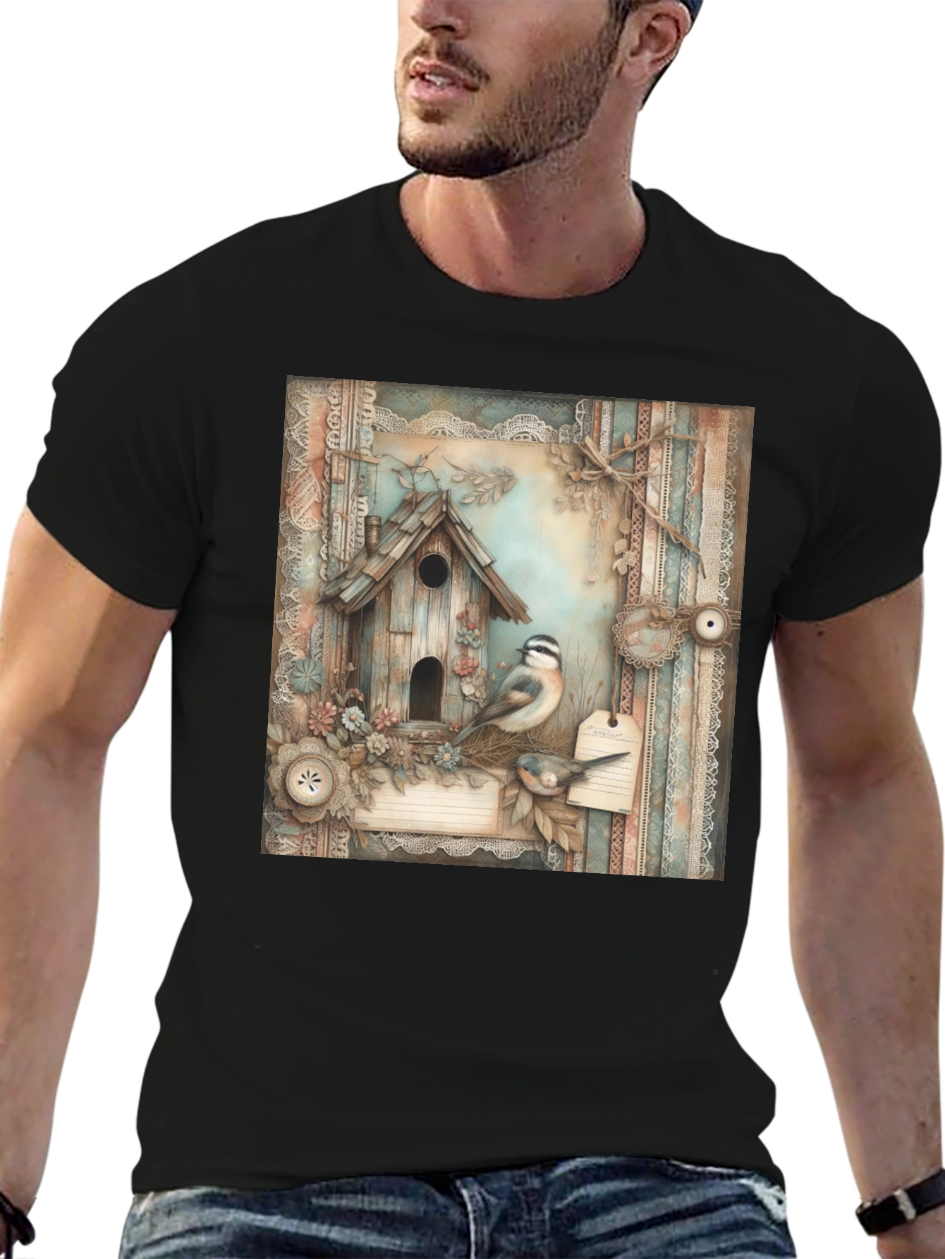 Rustic Birdhouse & Bird T-Shirt