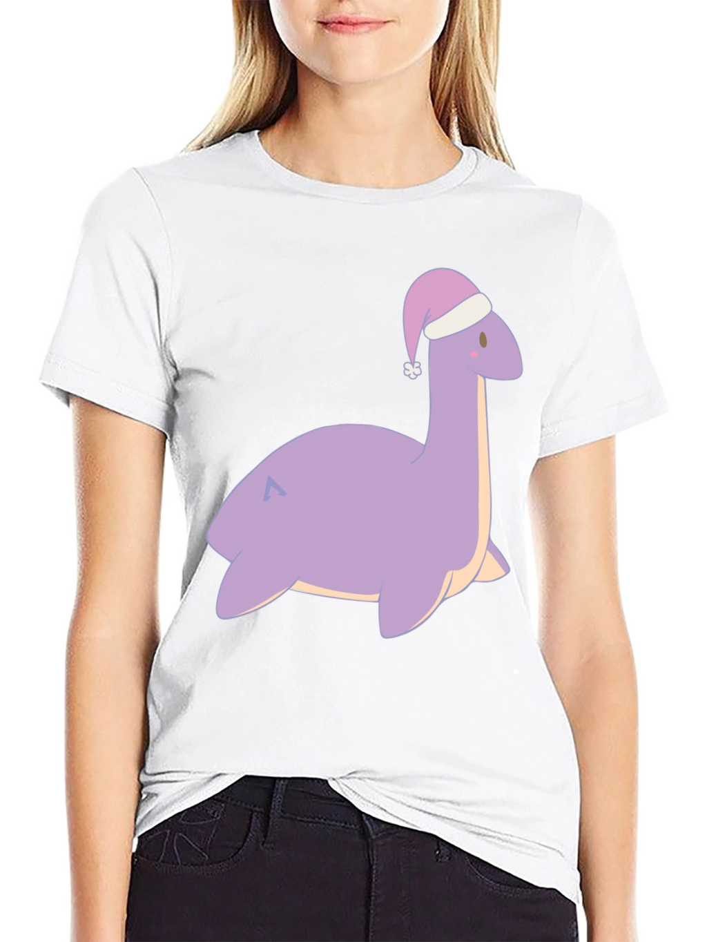 Cute Nessie Santa Hat Graphic T-Shirt