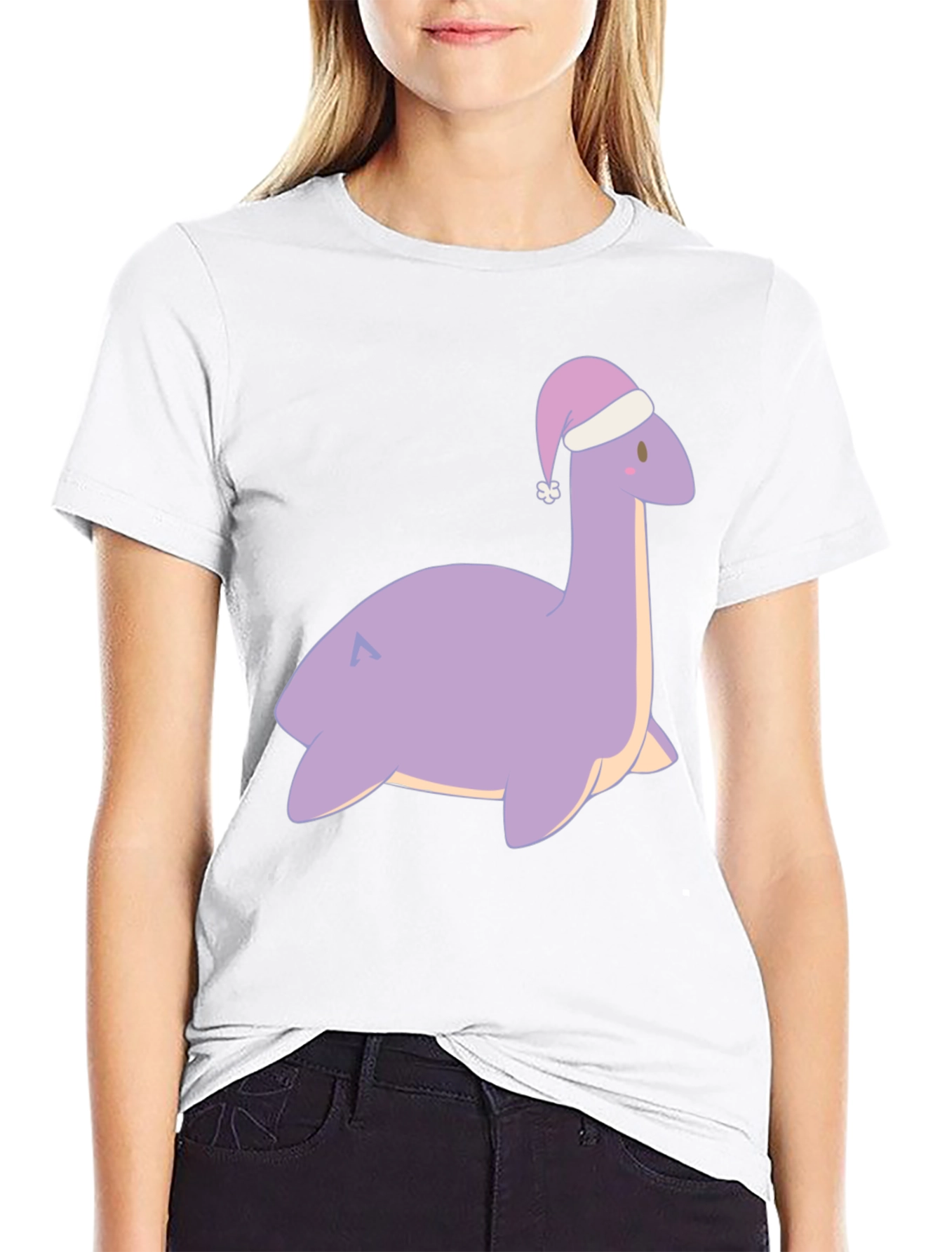 Cute Nessie Santa Hat Graphic T-Shirt