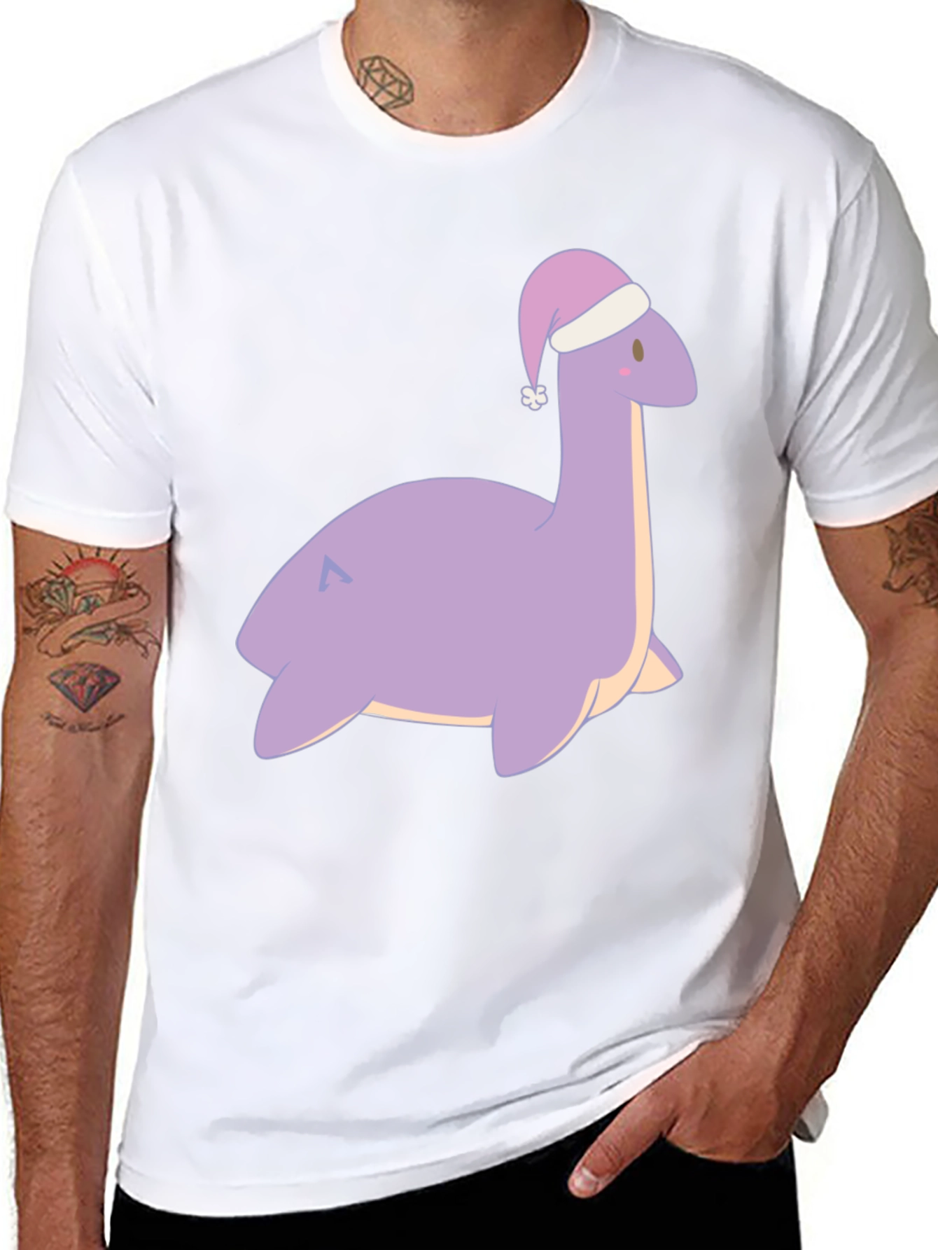 Cute Nessie Santa Hat Graphic T-Shirt