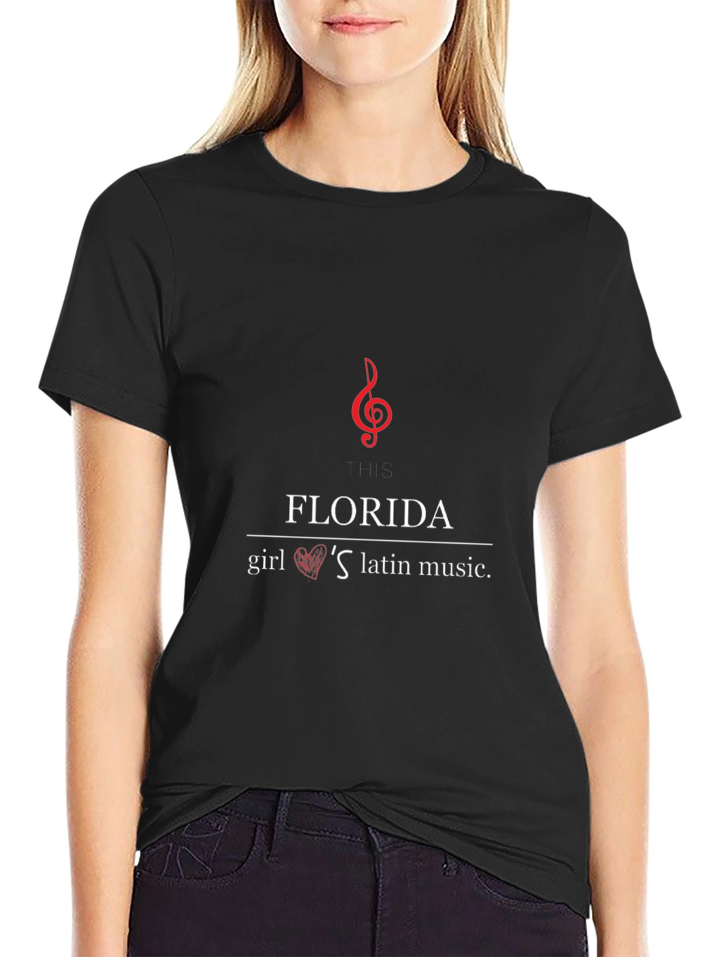 Florida Girl Loves Latin Music Black Graphic T-Shirt