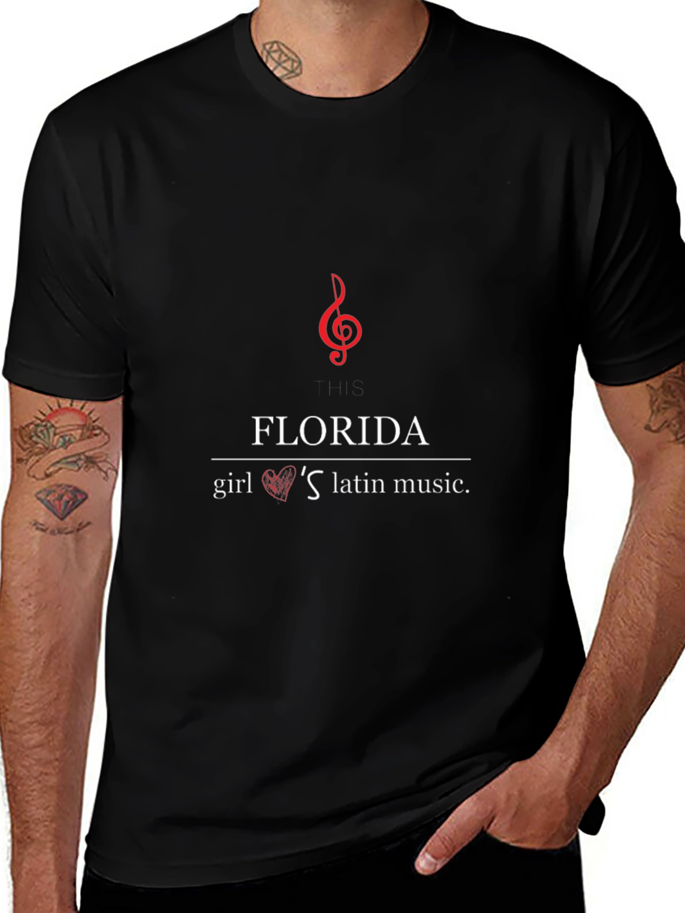 Florida Girl Loves Latin Music Black Graphic T-Shirt
