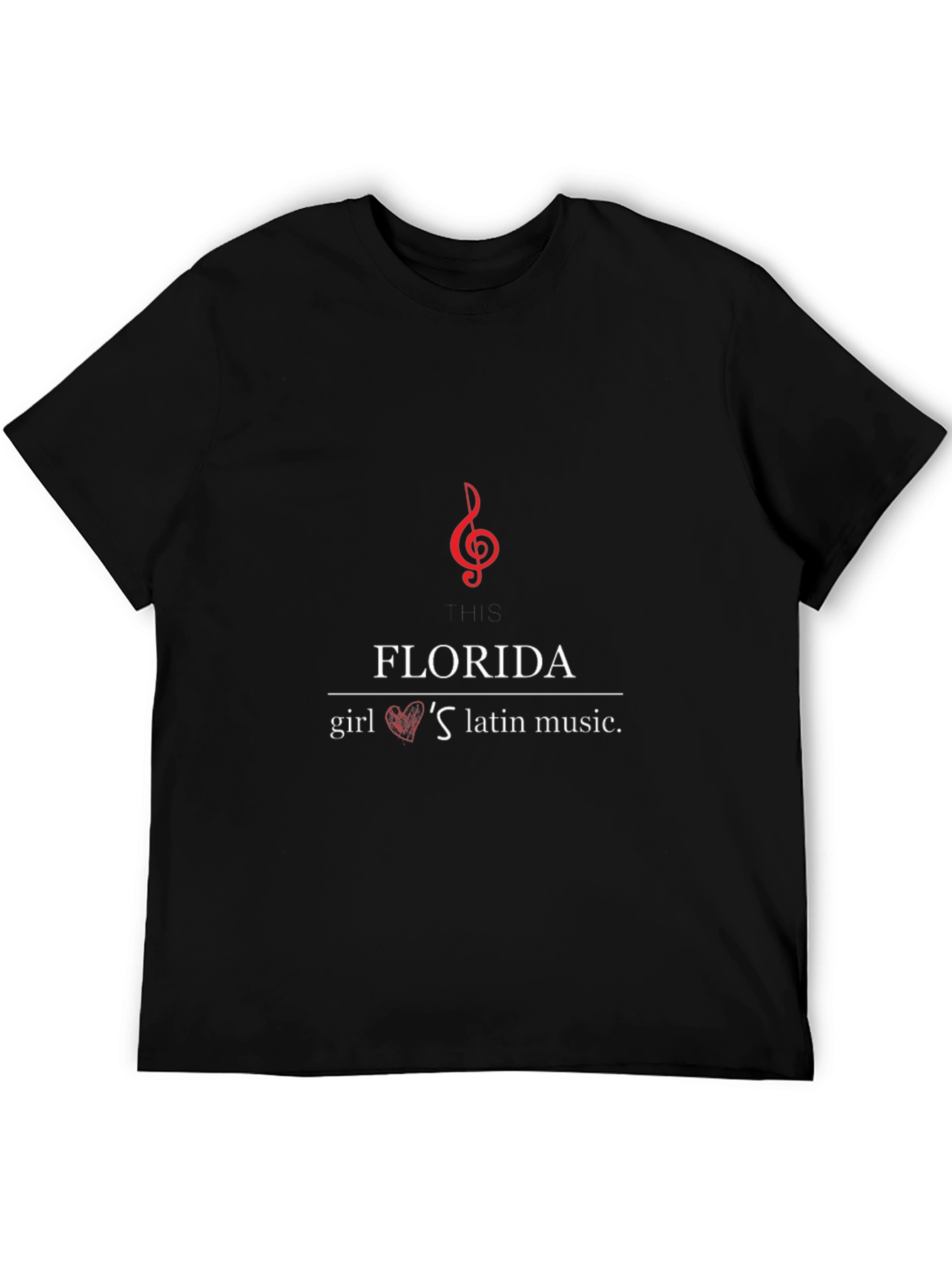 Florida Girl Loves Latin Music Black Graphic T-Shirt