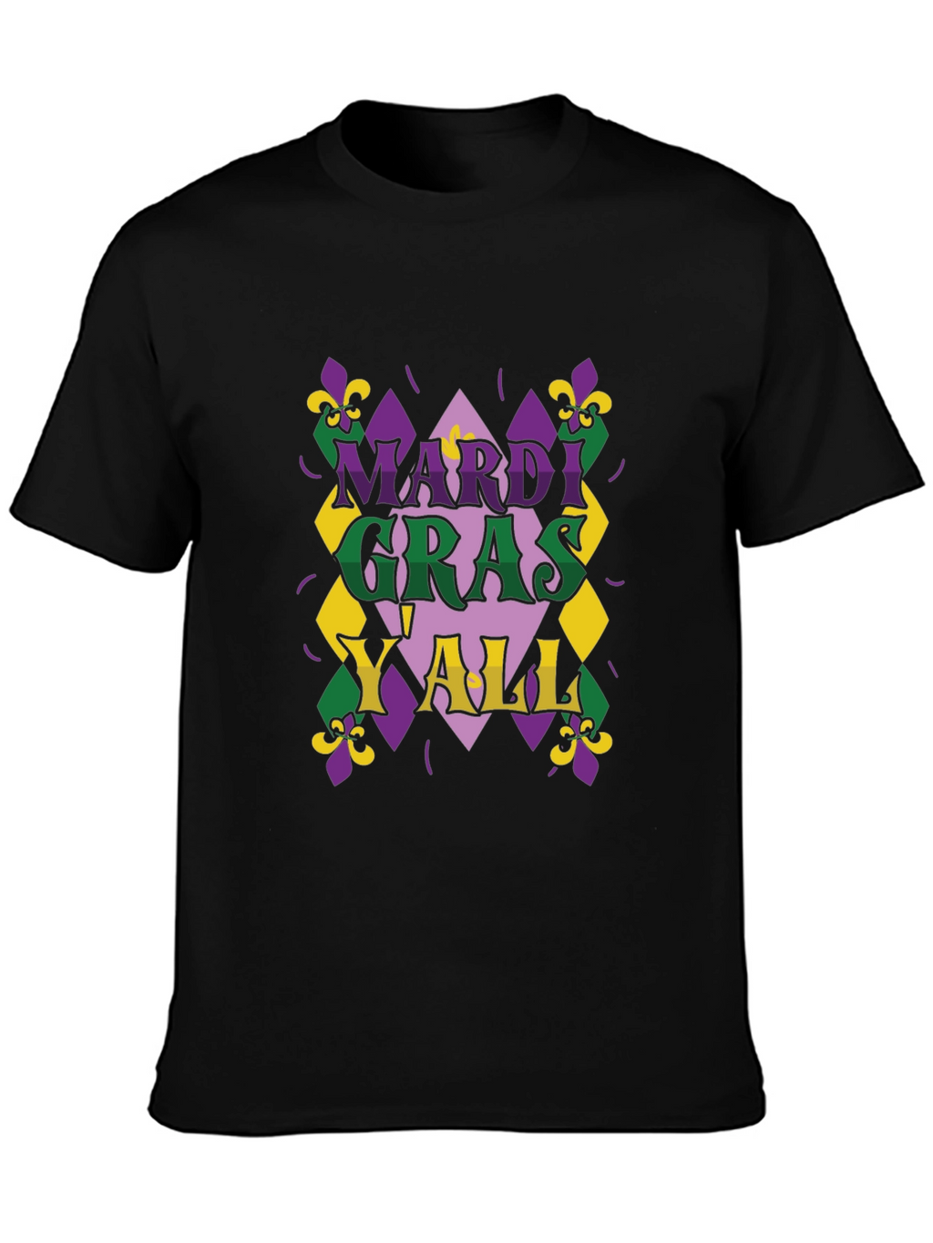 Mardi Gras Yall T-Shirt - Mens Black Tee