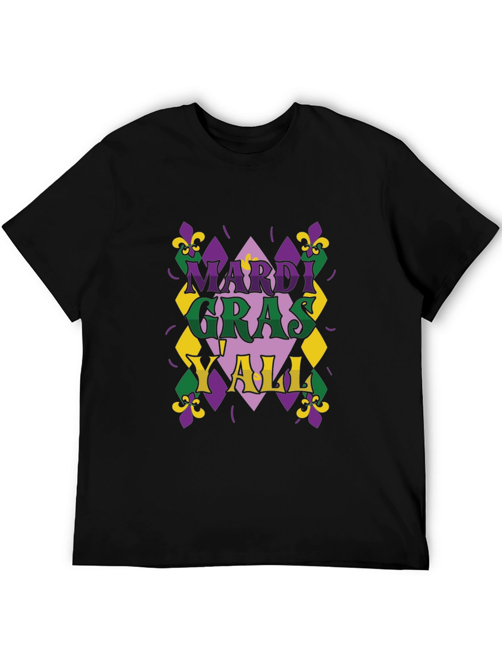 Mardi Gras Yall T-Shirt - Mens Black Tee