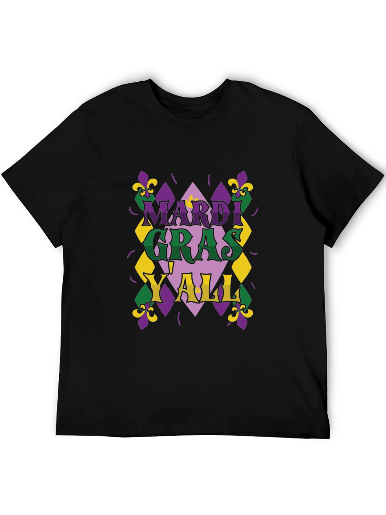 Mardi Gras Yall T-Shirt - Mens Black Tee