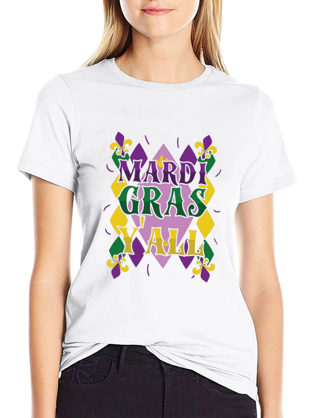 Mardi Gras Yall T-Shirt - Mens Black Tee