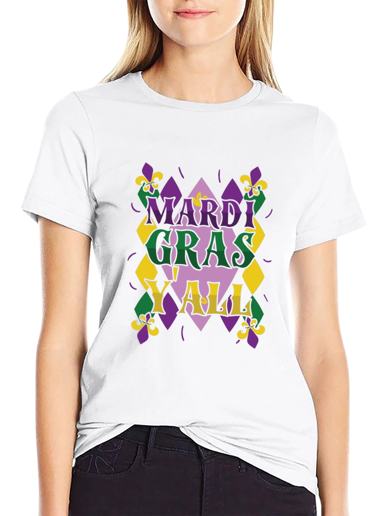 Mardi Gras Yall T-Shirt - Mens Black Tee