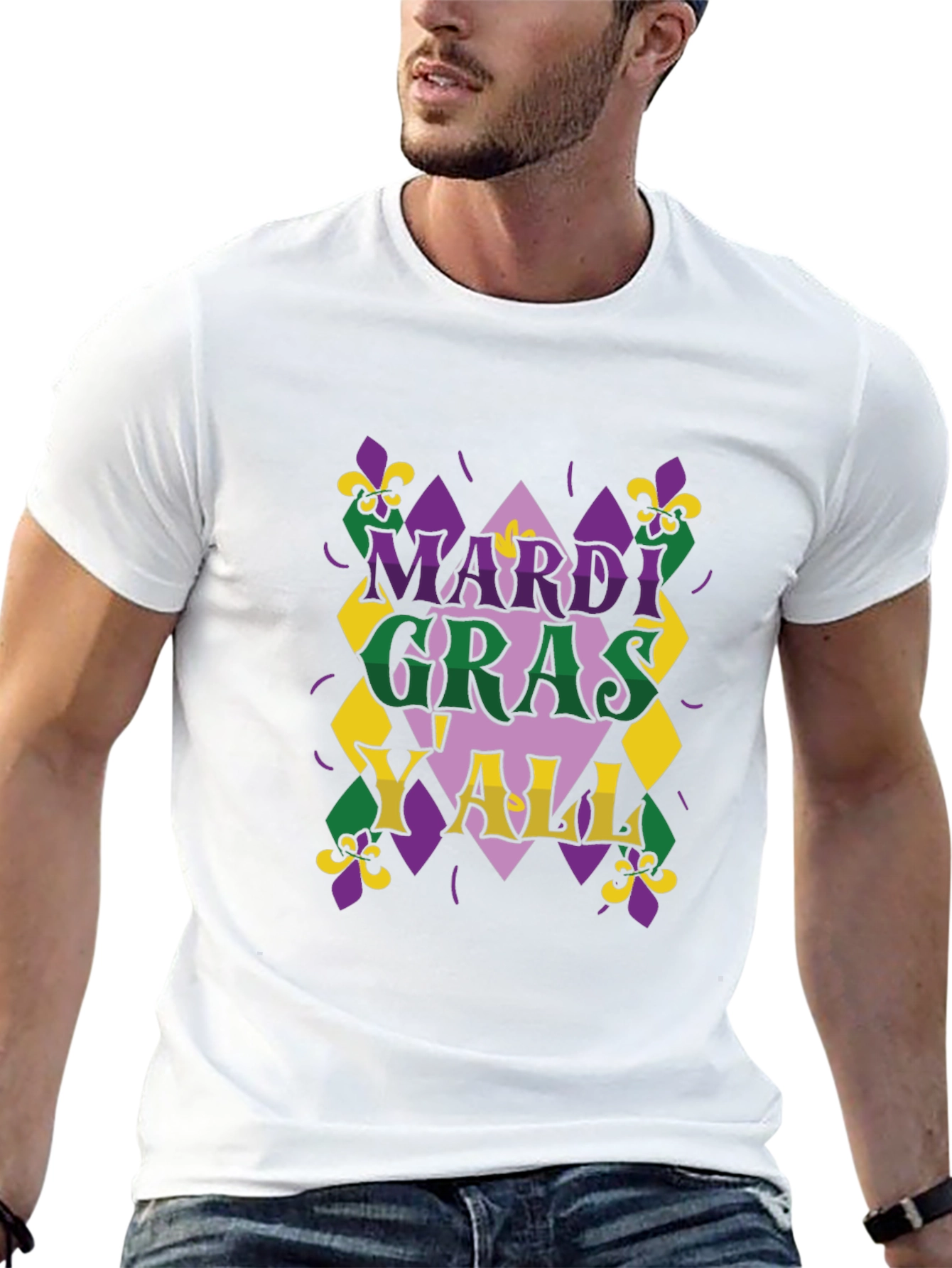 Mardi Gras Yall T-Shirt - Mens Black Tee