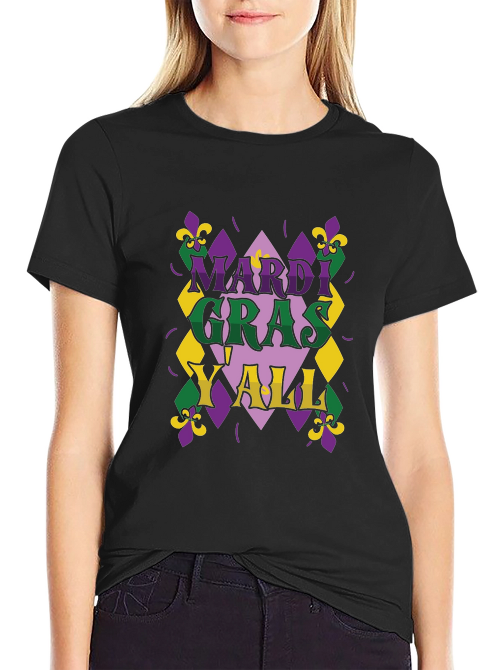 Mardi Gras Yall T-Shirt - Mens Black Tee