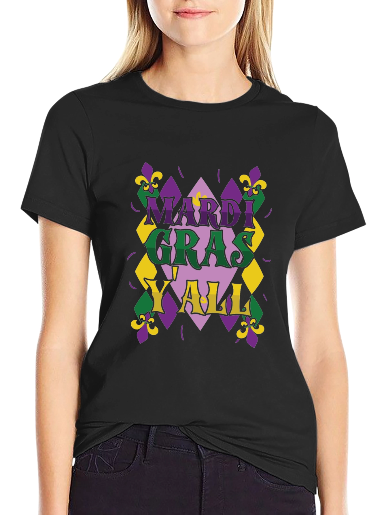 Mardi Gras Yall T-Shirt - Mens Black Tee
