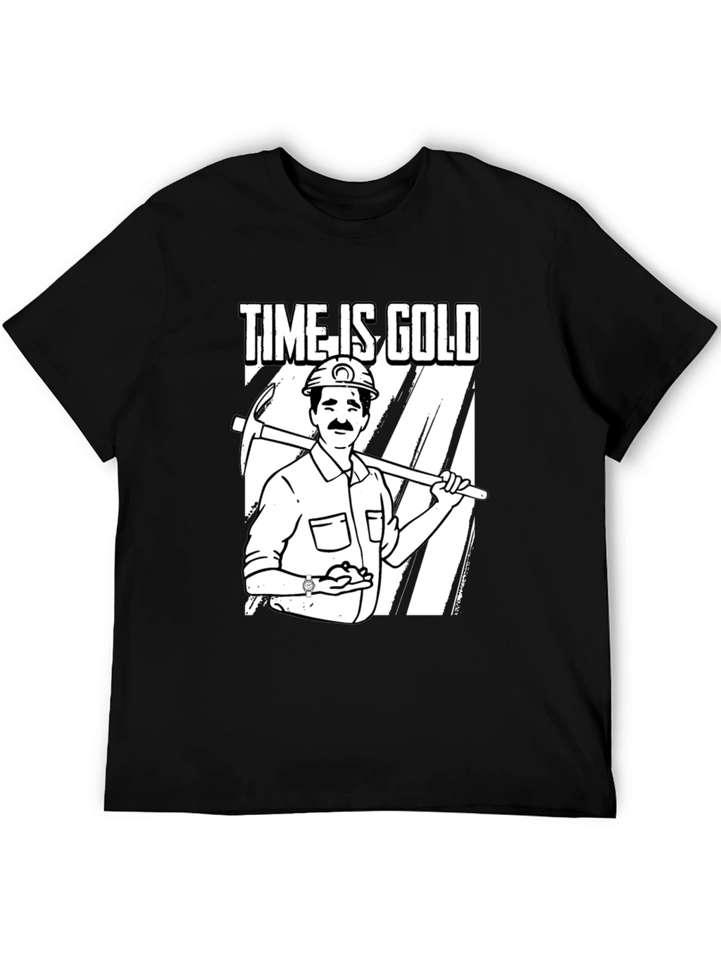Time Is Gold Graphic Tee Miner Cartoon T-Shirt