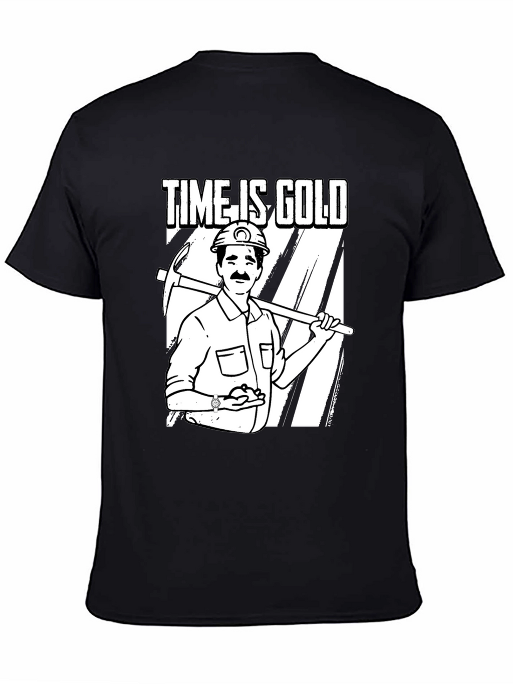 Time Is Gold Graphic Tee Miner Cartoon T-Shirt