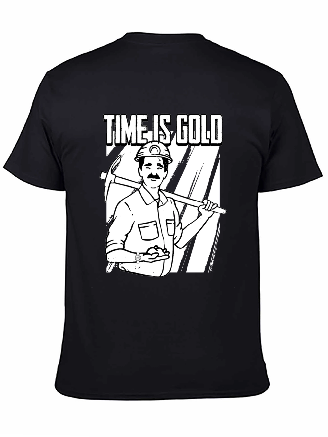 Time Is Gold Graphic Tee Miner Cartoon T-Shirt