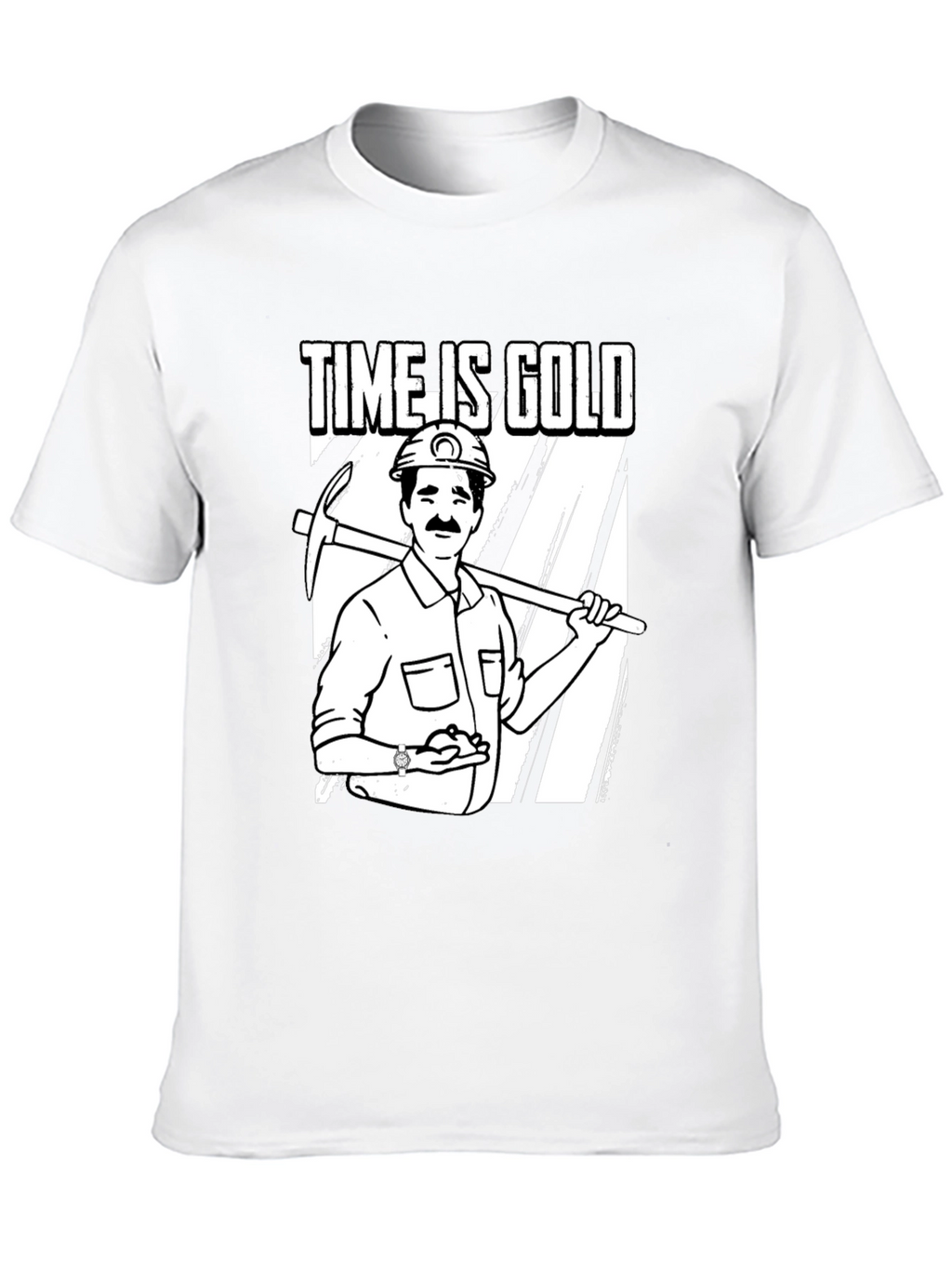 Time Is Gold Graphic Tee Miner Cartoon T-Shirt