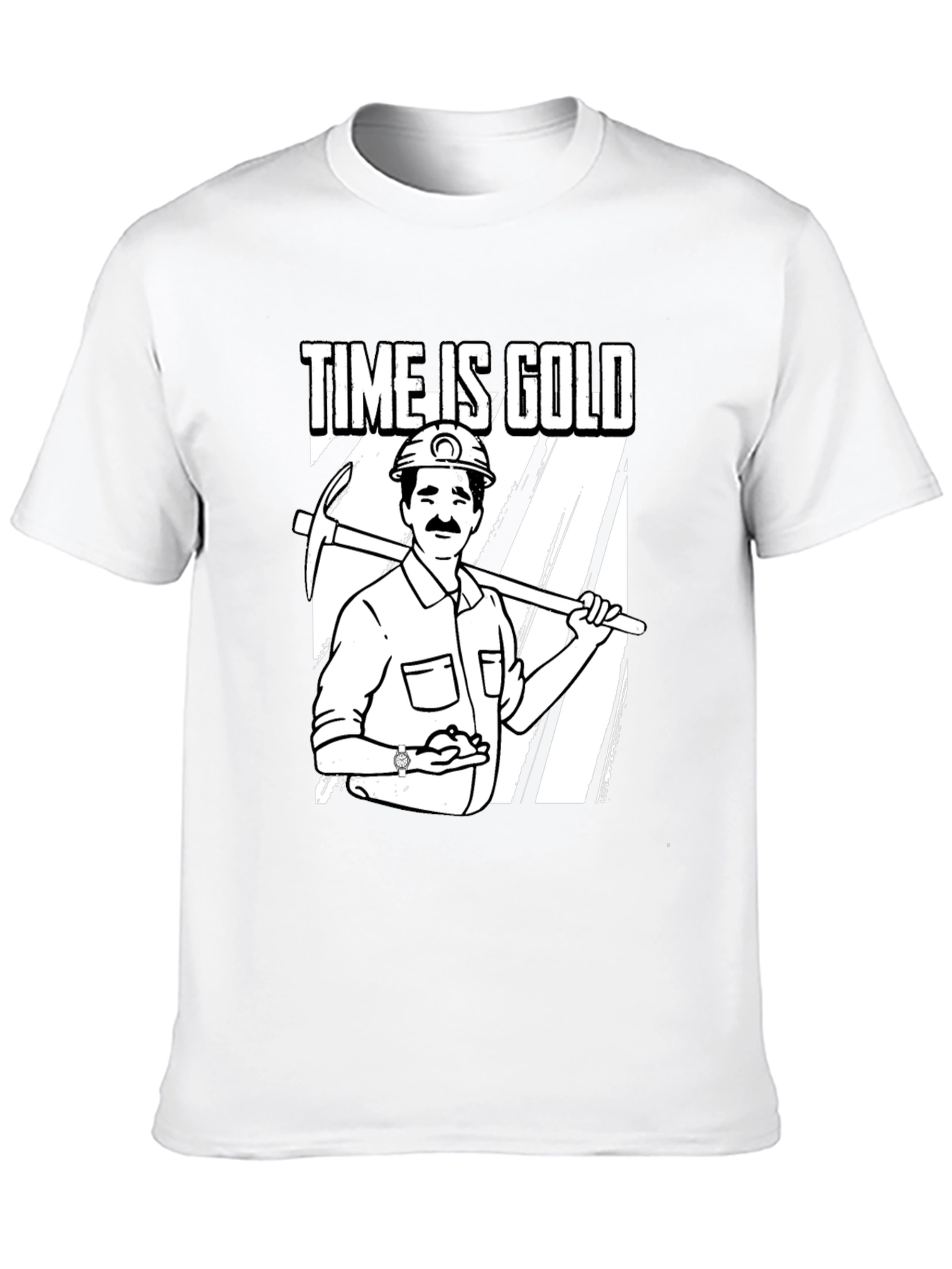 Time Is Gold Graphic Tee Miner Cartoon T-Shirt