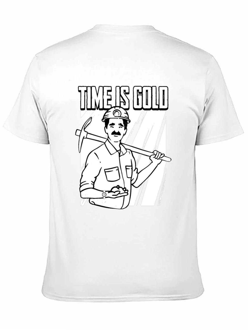 Time Is Gold Graphic Tee Miner Cartoon T-Shirt