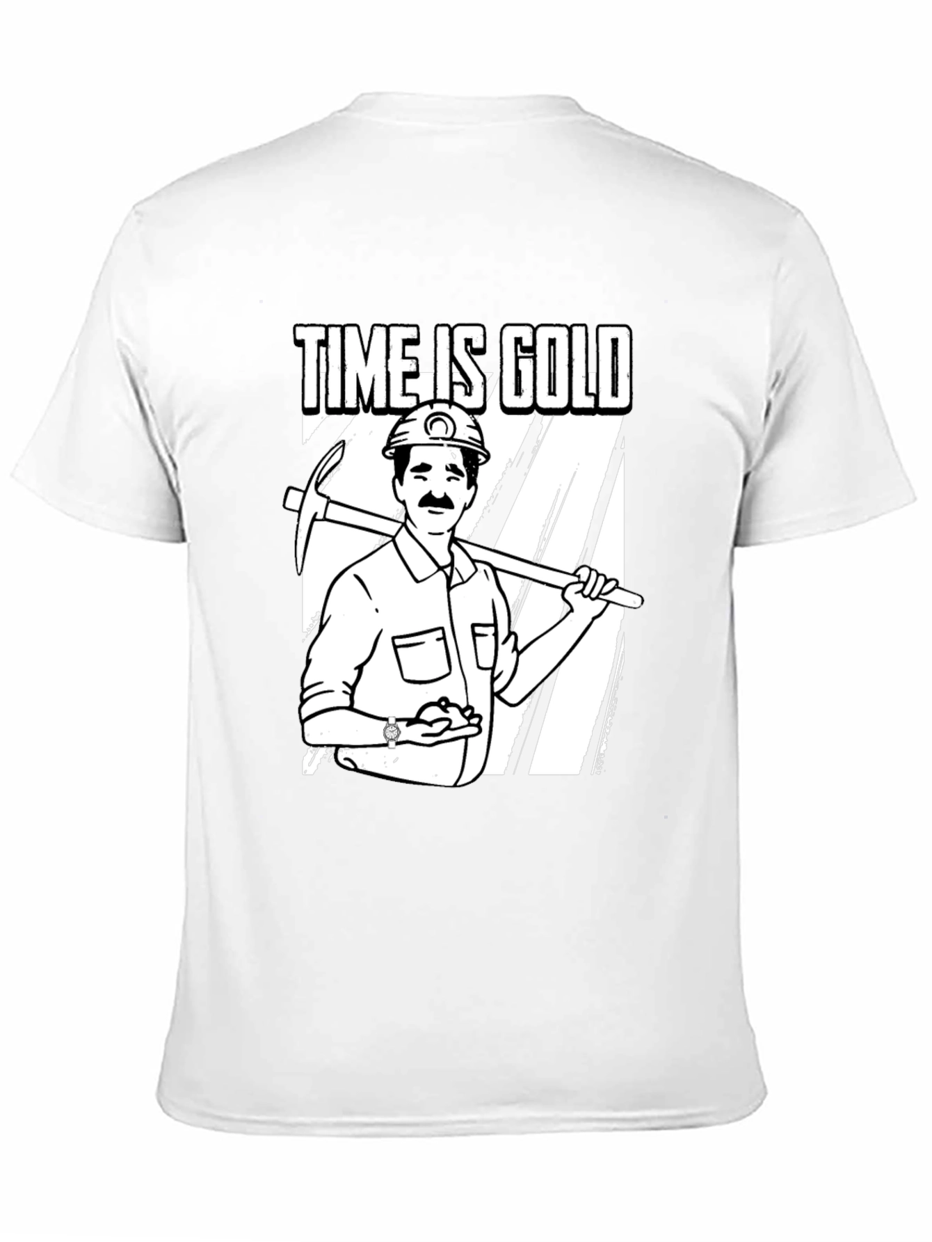 Time Is Gold Graphic Tee Miner Cartoon T-Shirt