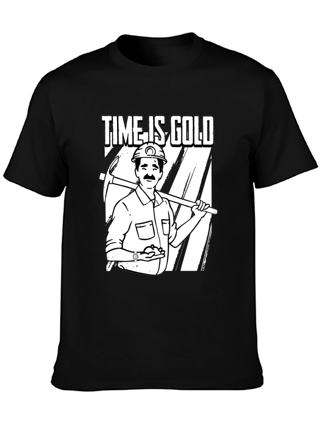Time Is Gold Graphic Tee Miner Cartoon T-Shirt