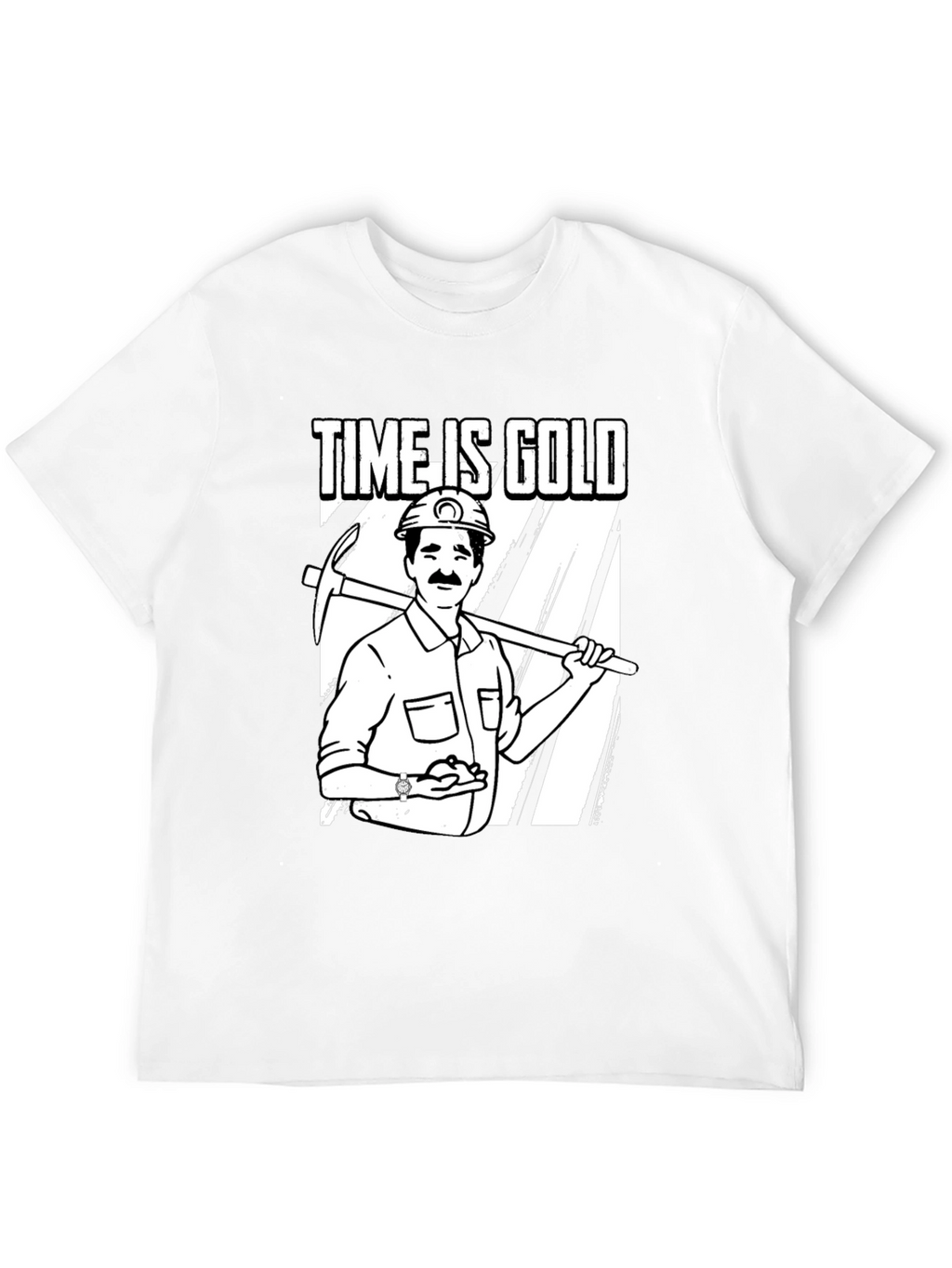 Time Is Gold Graphic Tee Miner Cartoon T-Shirt