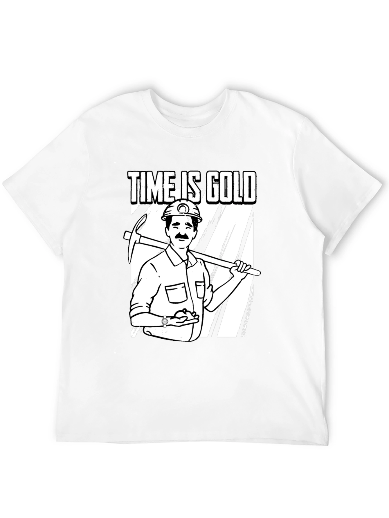 Time Is Gold Graphic Tee Miner Cartoon T-Shirt