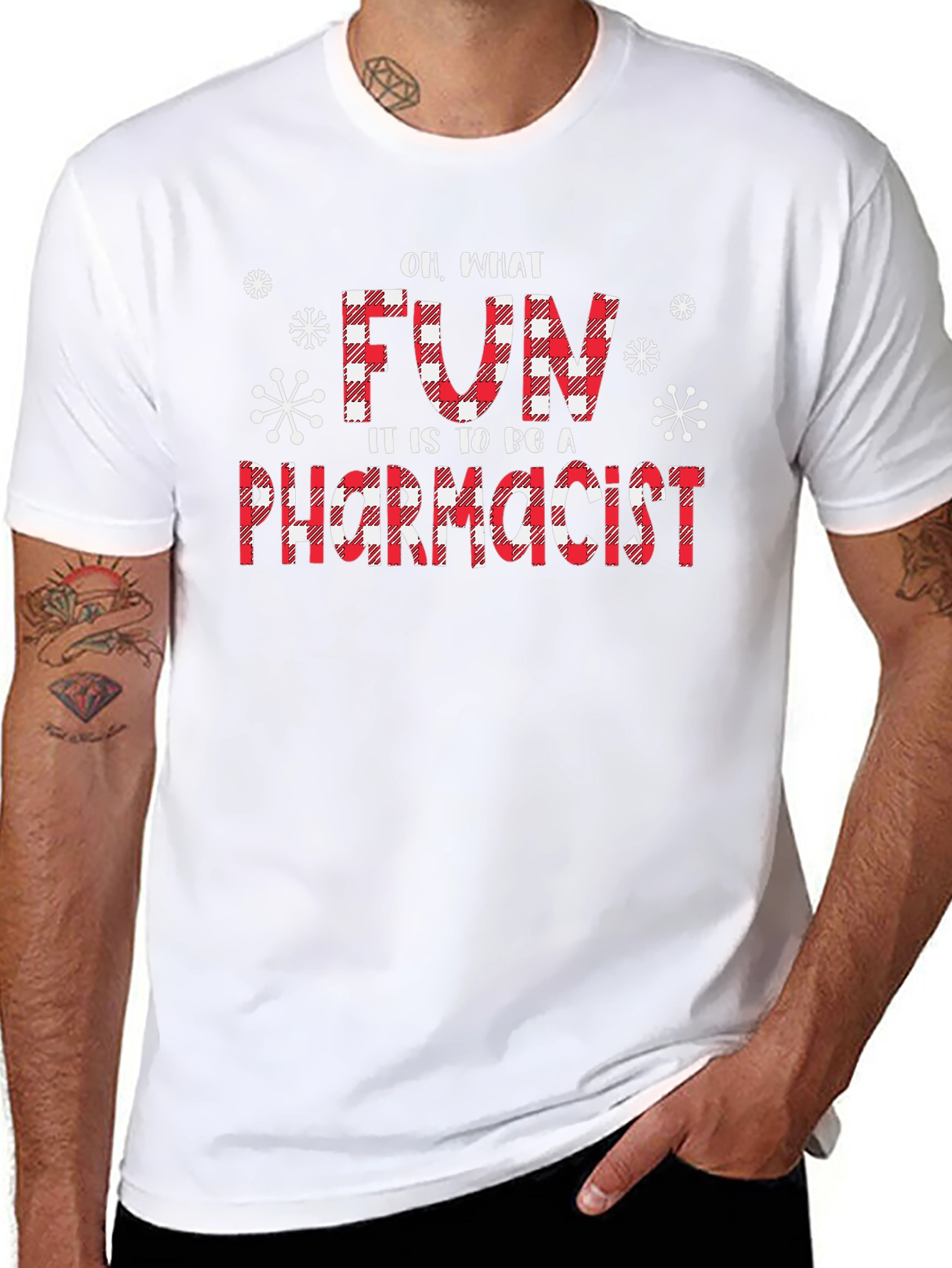 Fun Pharmacist Christmas Buffalo Plaid T-Shirt