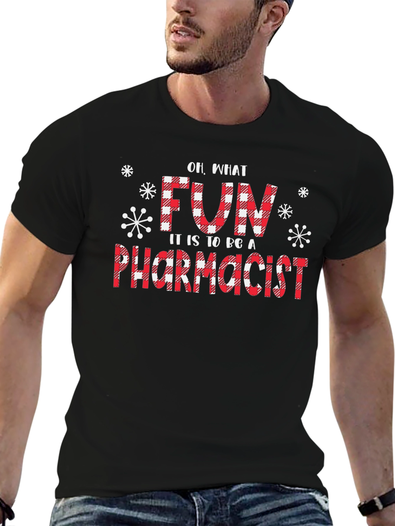 Fun Pharmacist Christmas Buffalo Plaid T-Shirt