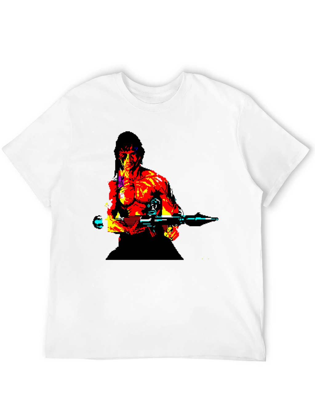Retro Rambo Pixel Art T-Shirt - Black