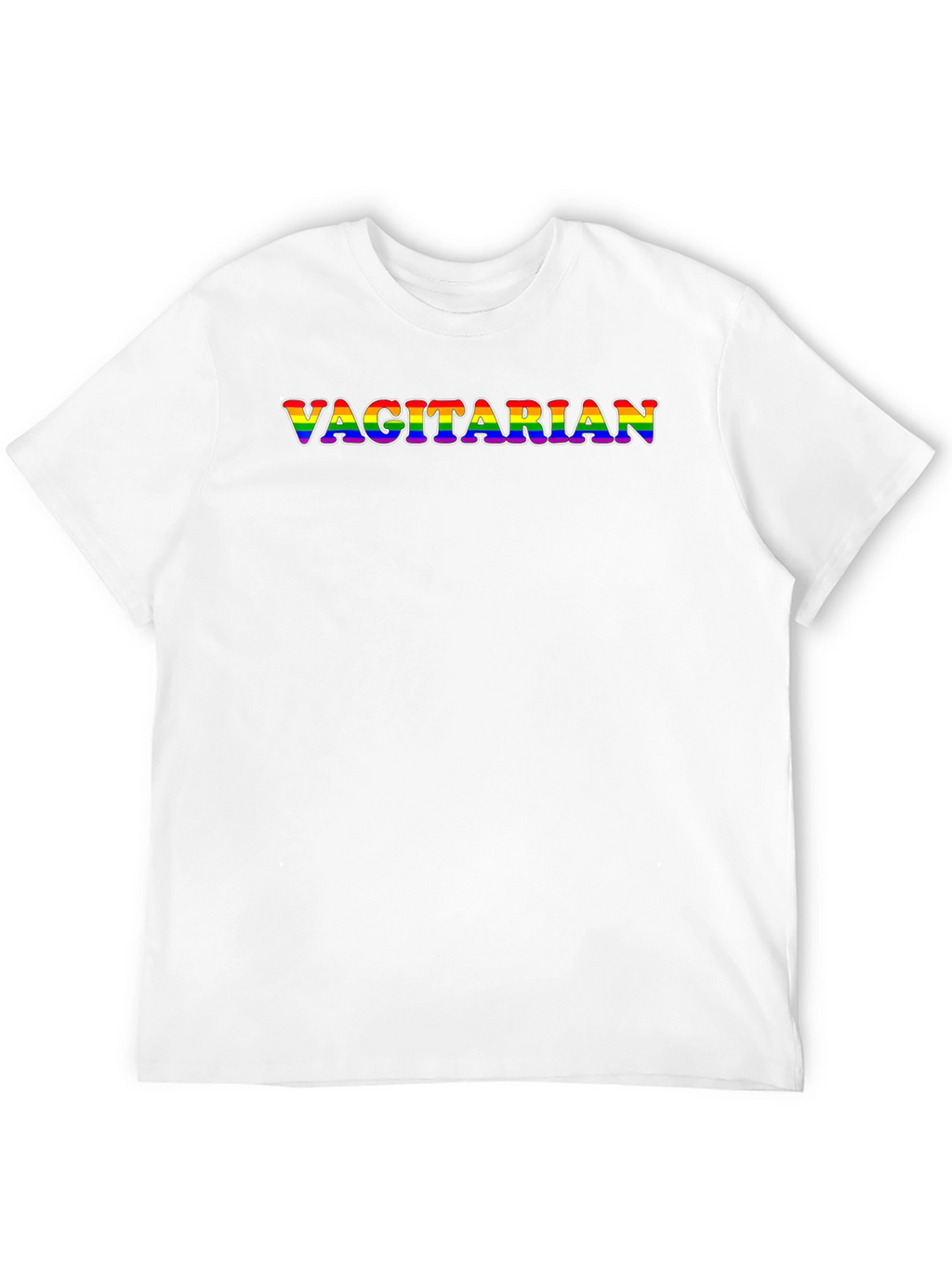 Vagitarian Rainbow Text Black T-Shirt