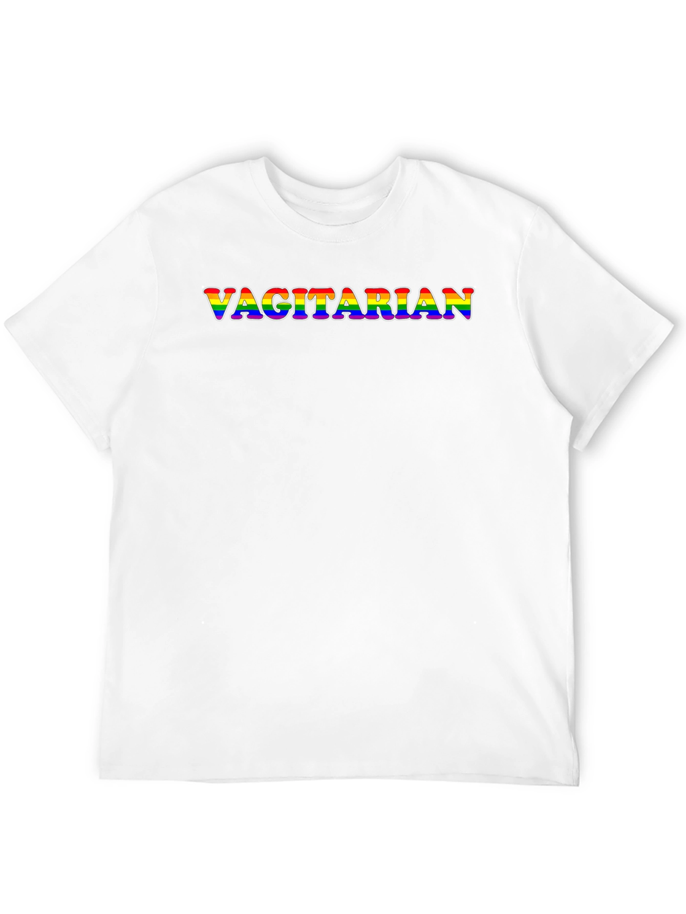 Vagitarian Rainbow Text Black T-Shirt