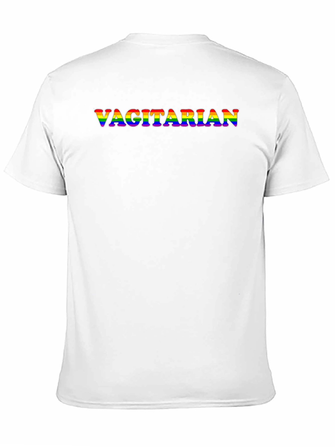 Vagitarian Rainbow Text Black T-Shirt