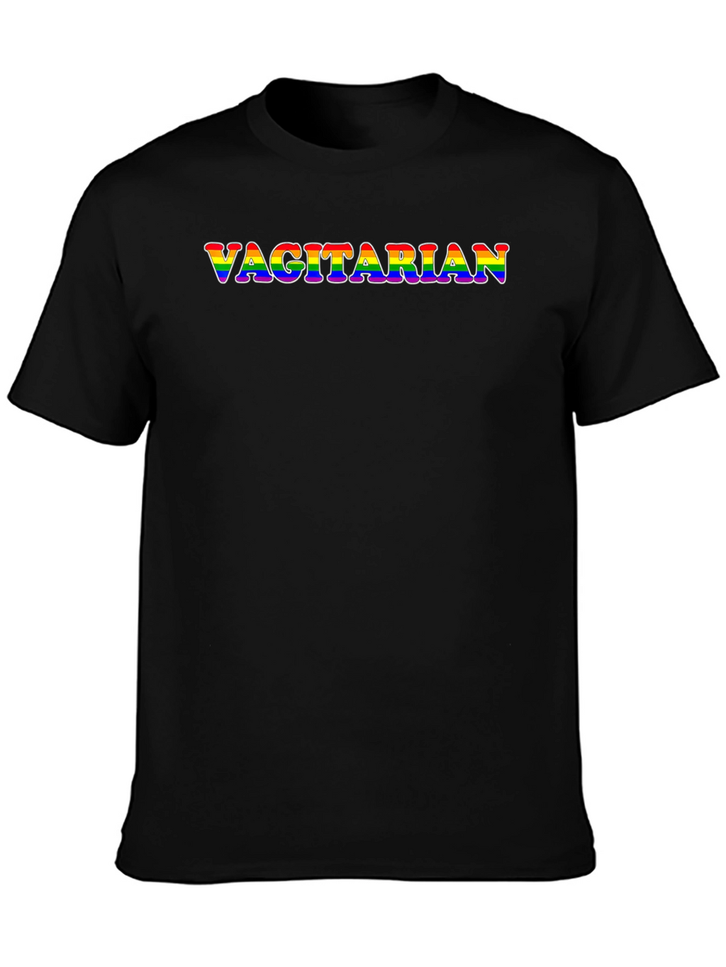Vagitarian Rainbow Text Black T-Shirt
