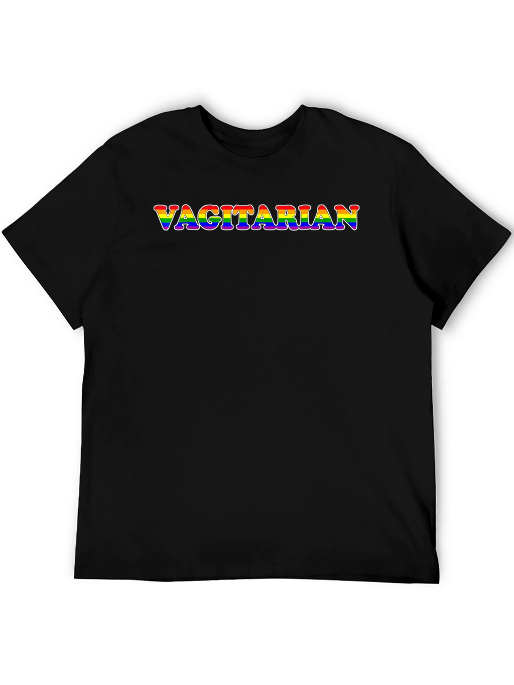 Vagitarian Rainbow Text Black T-Shirt