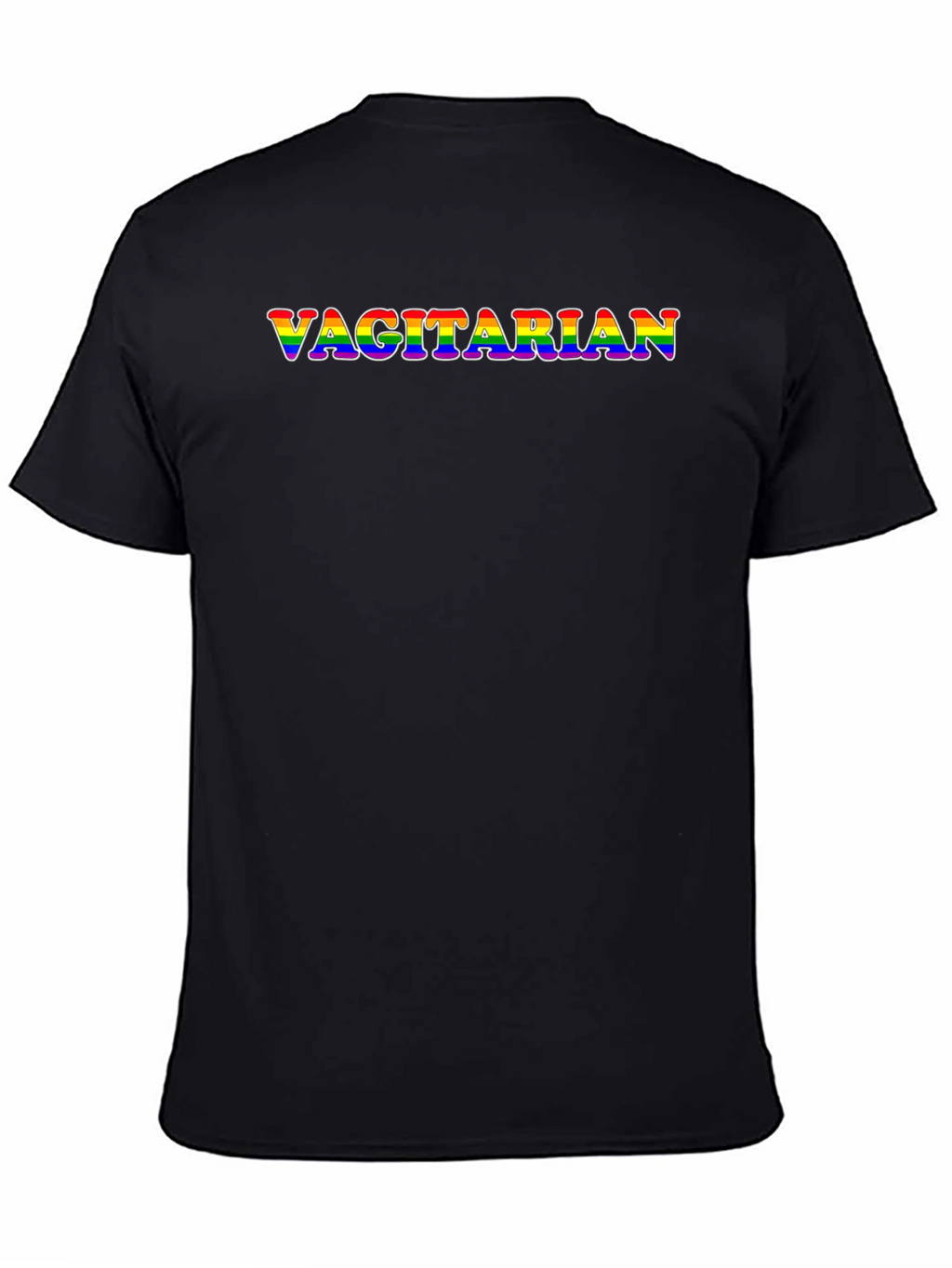Vagitarian Rainbow Text Black T-Shirt