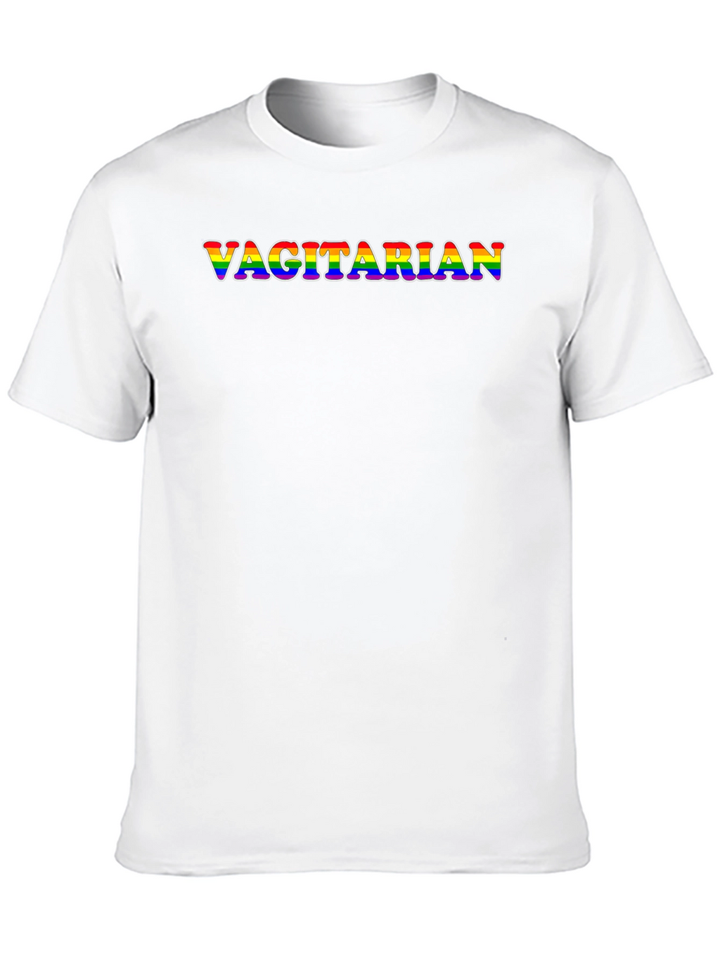 Vagitarian Rainbow Text Black T-Shirt