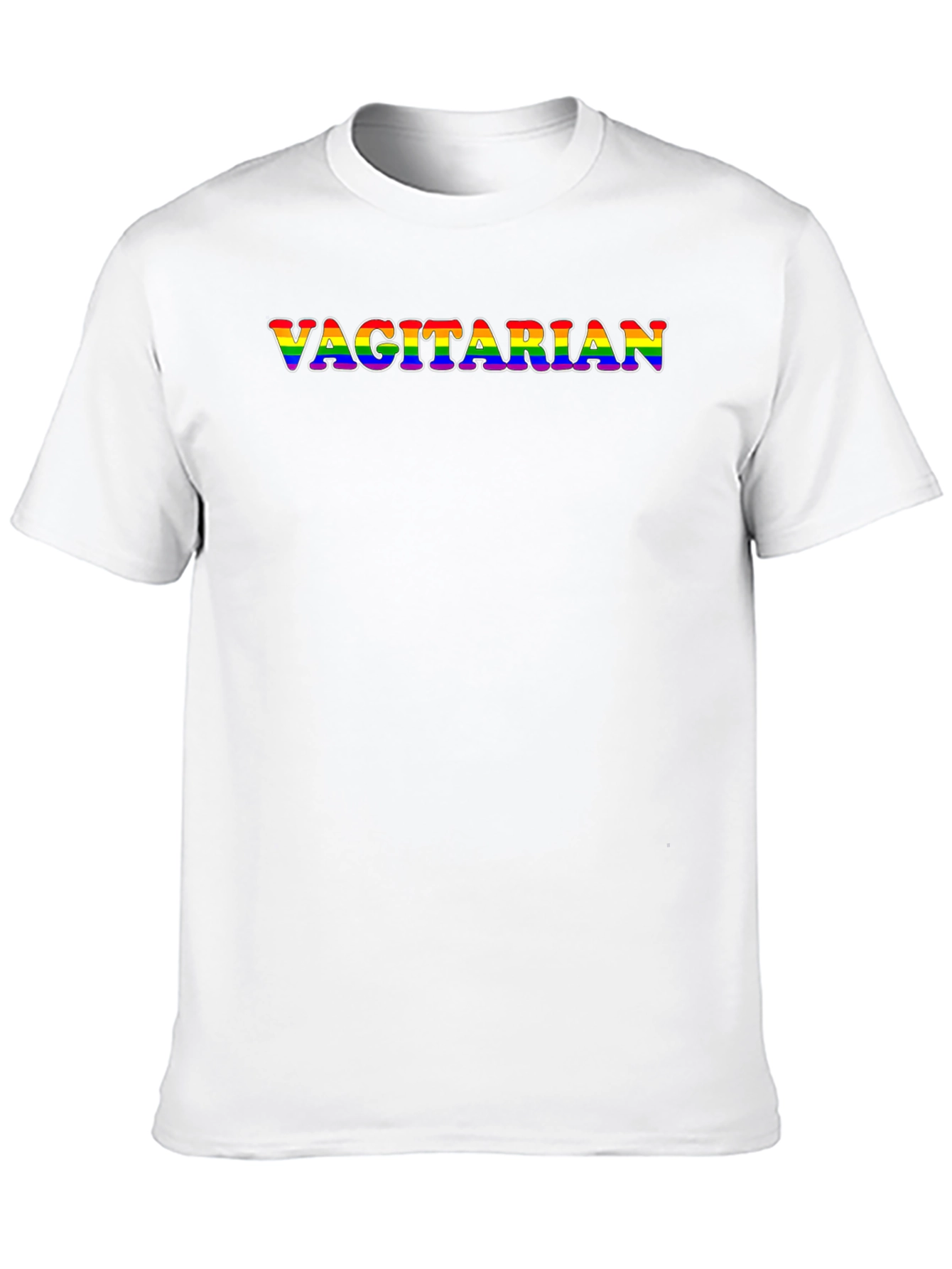 Vagitarian Rainbow Text Black T-Shirt