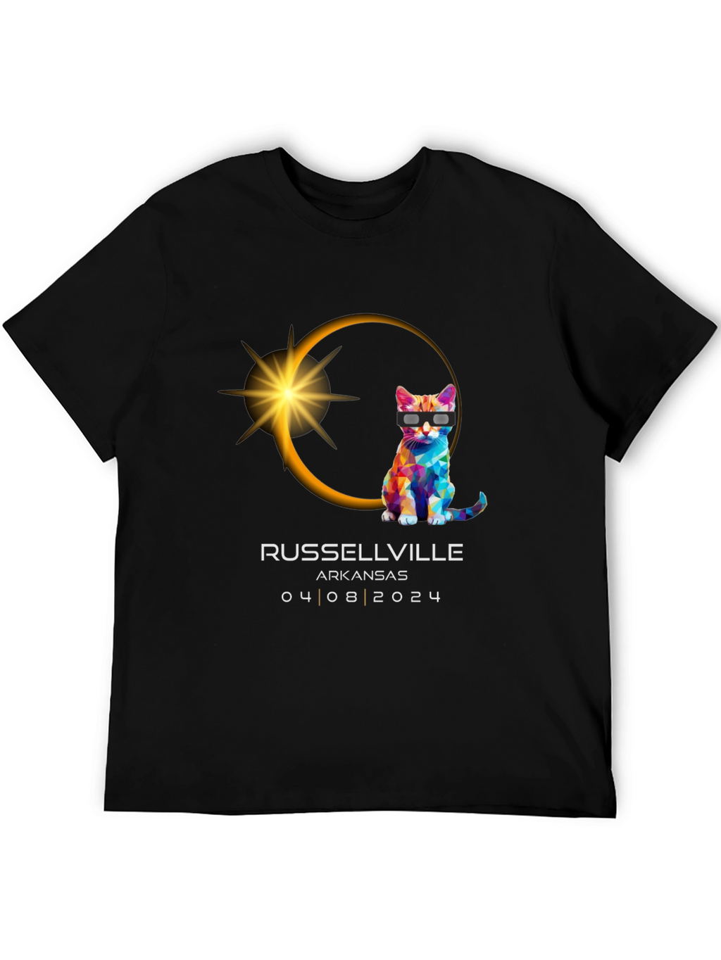 Russellville Arkansas Eclipse 2024 Cat T-Shirt