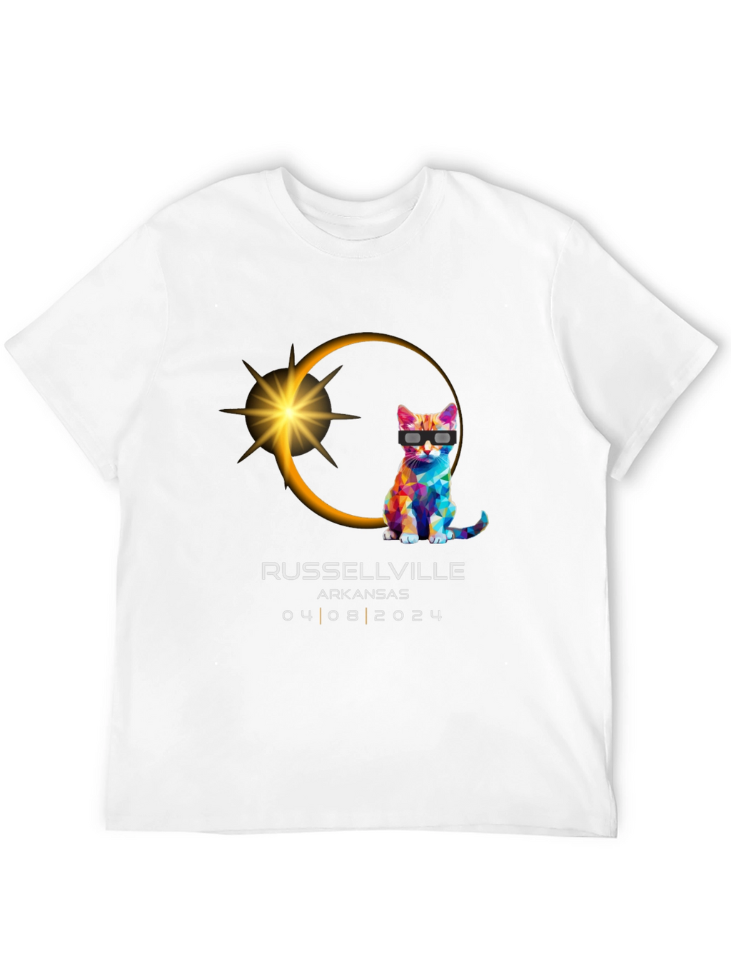 Russellville Arkansas Eclipse 2024 Cat T-Shirt