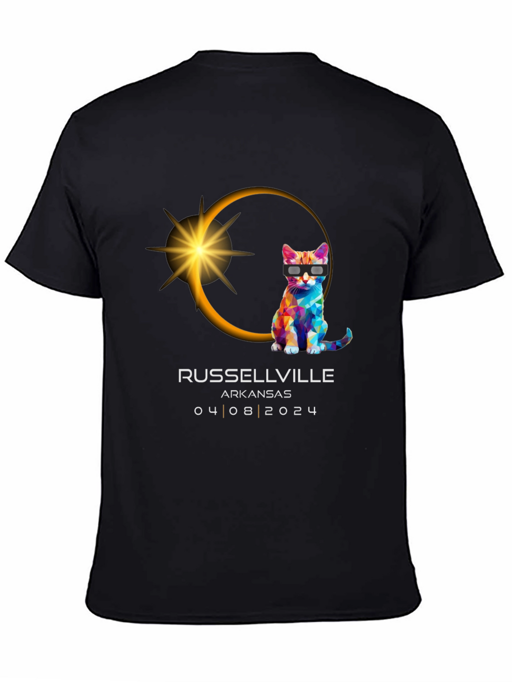 Russellville Arkansas Eclipse 2024 Cat T-Shirt