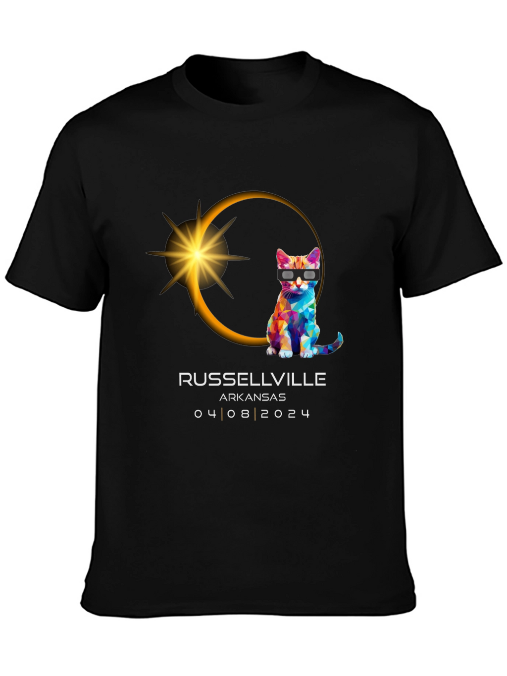Russellville Arkansas Eclipse 2024 Cat T-Shirt