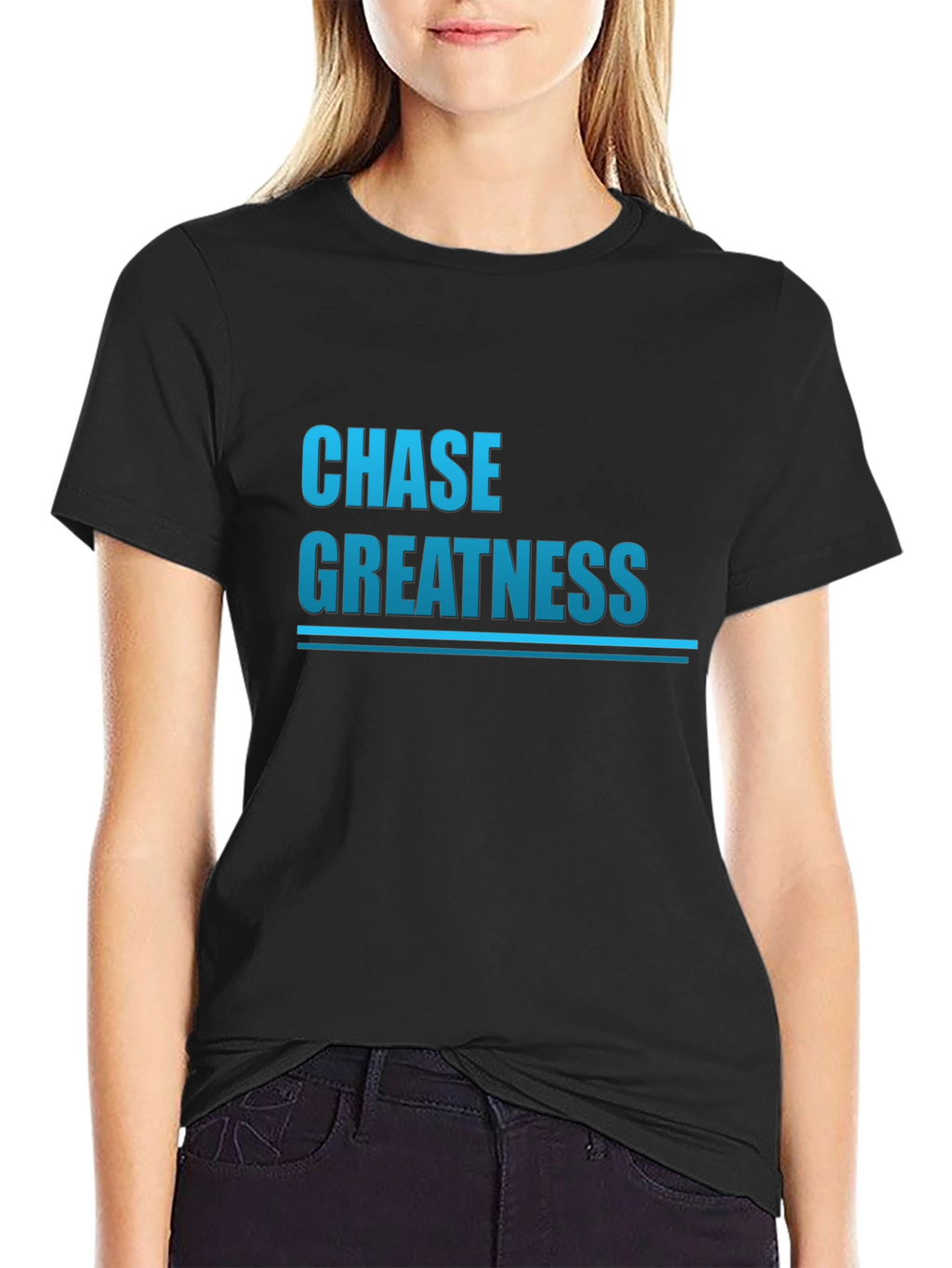 Chase Greatness Graphic Tee - Motivational Black T-Shirt