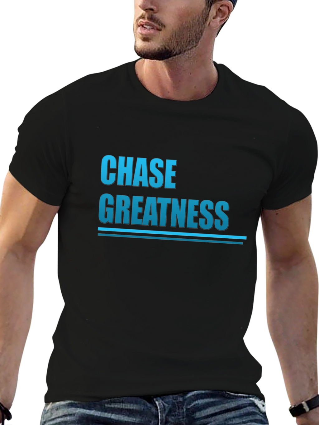 Chase Greatness Graphic Tee - Motivational Black T-Shirt