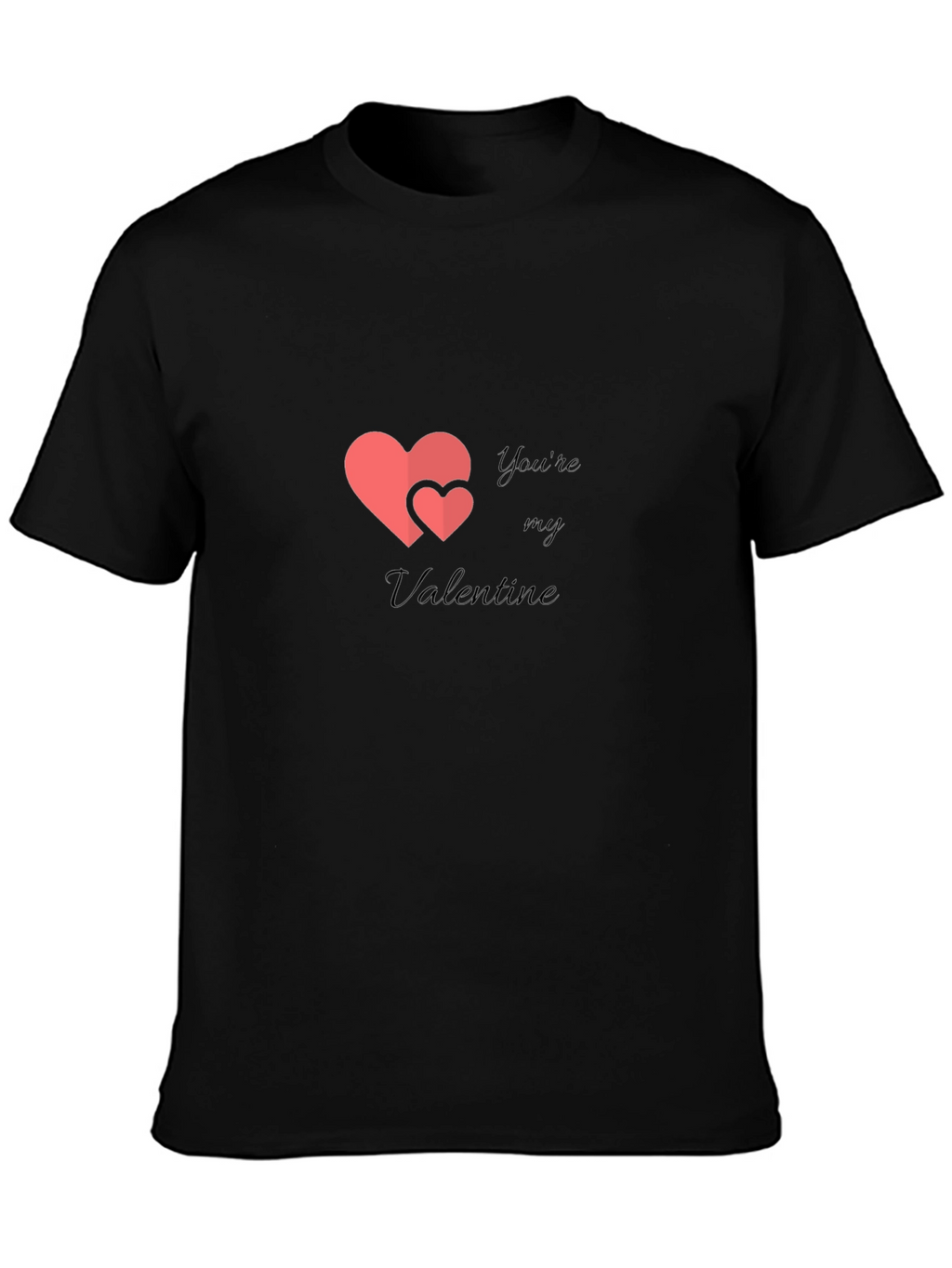 Valentines Day Heart Graphic Mens Black T-Shirt