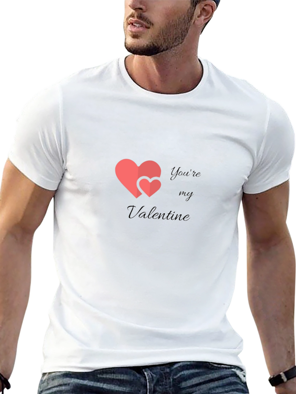 Valentines Day Heart Graphic Mens Black T-Shirt