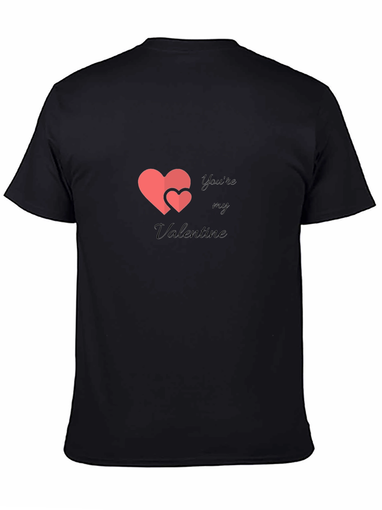 Valentines Day Heart Graphic Mens Black T-Shirt