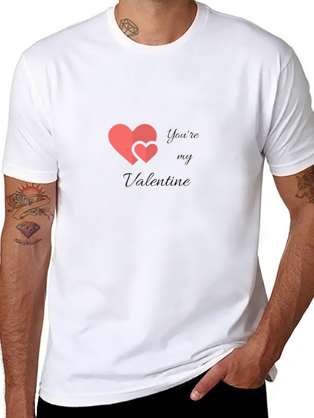 Valentines Day Heart Graphic Mens Black T-Shirt